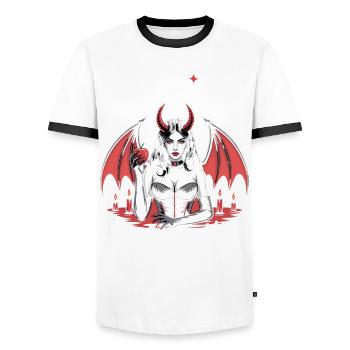 Les mauvaises filles ont meilleur goût ! Gothique Gothique Emo Baddie - T-shirt contrasté Homme - blanc/noir - Devant - AI Model Female 172 light (172cm) & AI Model Male 178 dark (178cm)