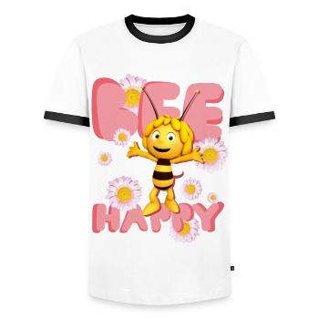 Maya L’Abeille Abeille Heureuse - T-shirt contrasté Homme - blanc/noir - Devant - AI Model Female 172 light (172cm) & AI Model Male 178 dark (178cm)
