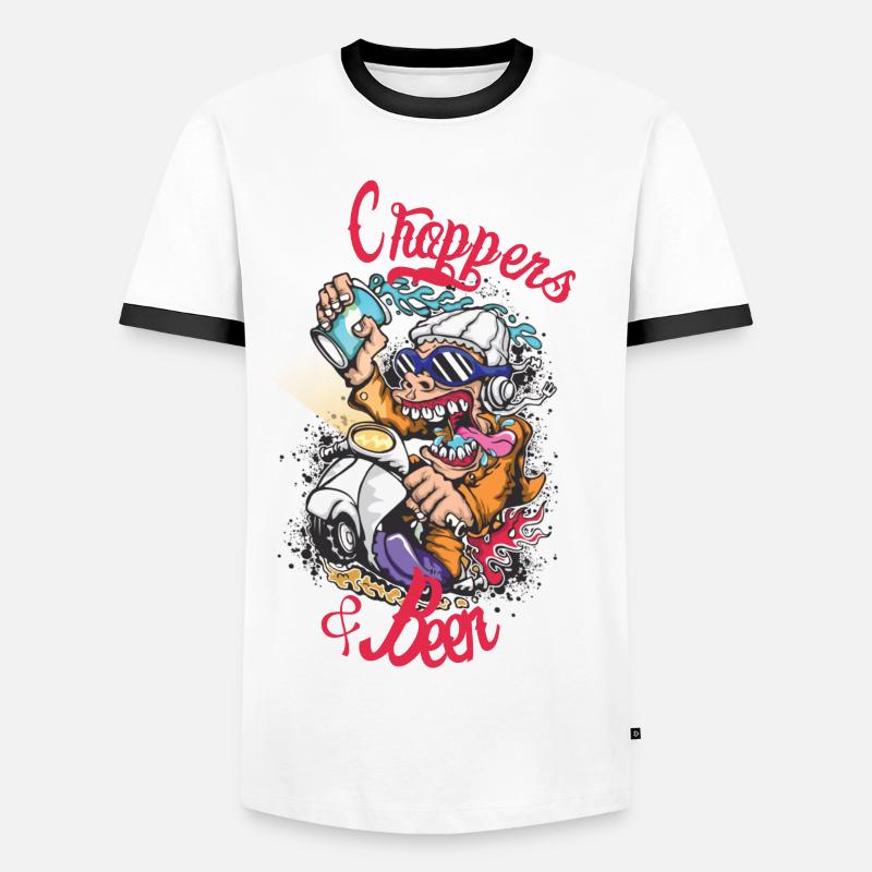 Choppers Crew Affe Roller - Männer Kontrast-T-Shirt - Weiß/Schwarz