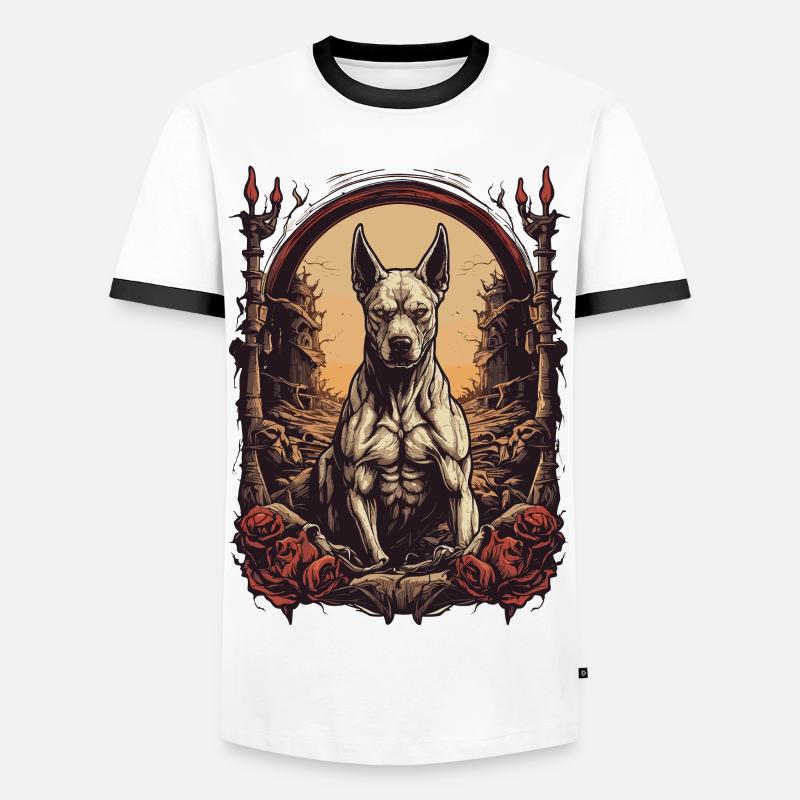 Kampfhund - Männer Kontrast-T-Shirt - Weiß/Schwarz