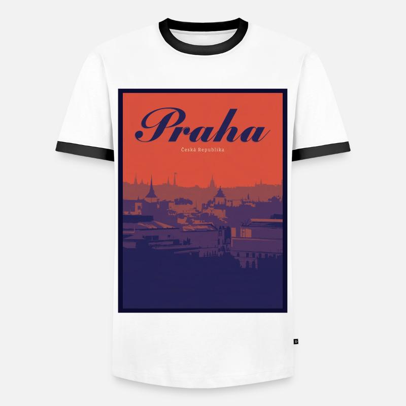 Praha Gradient Cityscape - Men's Ringer Shirt - white/black