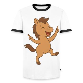 Poulain dansant - T-shirt contrasté Homme - blanc/noir - Devant - AI Model Female 172 light (172cm) & AI Model Male 178 dark (178cm)
