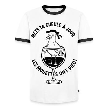 breizh Mets ta gueule à jour les mouettes ont pied - T-shirt contrasté Homme - blanc/noir - Devant - AI Model Female 172 light (172cm) & AI Model Male 178 dark (178cm)