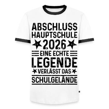 Graduation 2026 Hauptschule Legende Schulgelände - Men's Ringer Shirt - white/black - Front - AI Model Female 172 light (172cm) & AI Model Male 178 dark (178cm)