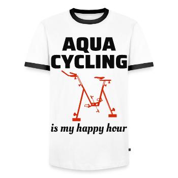 Aqua Cycling Swimming Pool Fitness Training Coach - Men's Ringer Shirt - white/black - Front - AI Model Female 172 light (172cm) & AI Model Male 178 dark (178cm)
