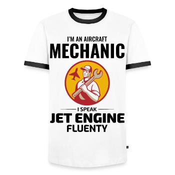 Aircraft Mechanic Aviation Maintenance Technician - Men's Ringer Shirt - white/black - Front - AI Model Female 172 light (172cm) & AI Model Male 178 dark (178cm)