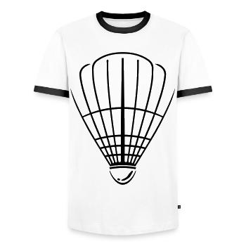 Symbole de badminton - T-shirt contrasté Homme - blanc/noir - Devant - AI Model Female 172 light (172cm) & AI Model Male 178 dark (178cm)