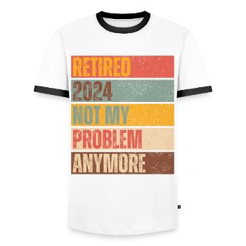 RETIRED 2024 NOT MY PROBLEM ANYMORE - Men's Ringer Shirt - white/black - Front - AI Model Female 172 light (172cm) & AI Model Male 178 dark (178cm)