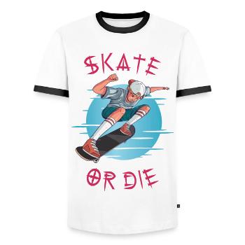 Skate ou die skateboarder garçon - T-shirt contrasté Homme - blanc/noir - Devant - AI Model Female 172 light (172cm) & AI Model Male 178 dark (178cm)