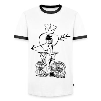 Perfect for enthusiastic bikers. - Men's Ringer Shirt - white/black - Front - AI Model Female 172 light (172cm) & AI Model Male 178 dark (178cm)