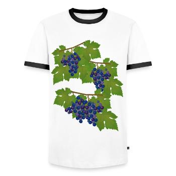 Grapes, vine, autumn, wine - Men's Ringer Shirt - white/black - Front - AI Model Female 172 light (172cm) & AI Model Male 178 dark (178cm)