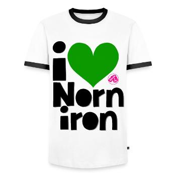 I love Northern Irelanf - Men's Ringer Shirt - white/black - Front - AI Model Female 172 light (172cm) & AI Model Male 178 dark (178cm)