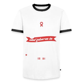 1958 Geburtstag Rentner geboren 1958 - Männer Kontrast-T-Shirt - Weiß/Schwarz - Vorne - AI Model Female 172 light (172cm) & AI Model Male 178 dark (178cm)