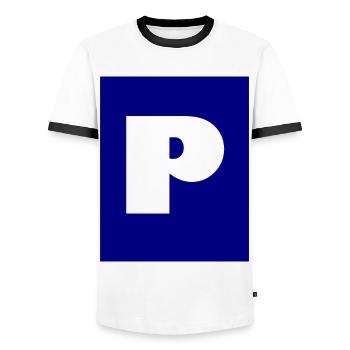 Parking for cars - Men's Ringer Shirt - white/black - Front - AI Model Female 172 light (172cm) & AI Model Male 178 dark (178cm)