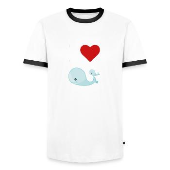 Baleines, baleines, mer, océan mer, animaux - T-shirt contrasté Homme - blanc/noir - Devant - AI Model Female 172 light (172cm) & AI Model Male 178 dark (178cm)