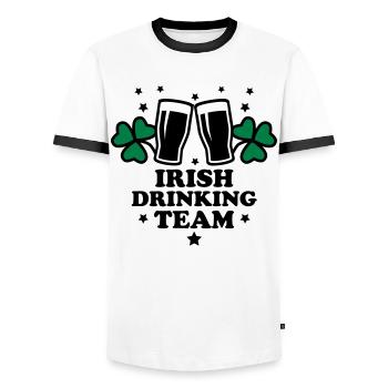Irish Drinking team member seamróg seamair - Männer Kontrast-T-Shirt - Weiß/Schwarz - Vorne - AI Model Female 172 light (172cm) & AI Model Male 178 dark (178cm)