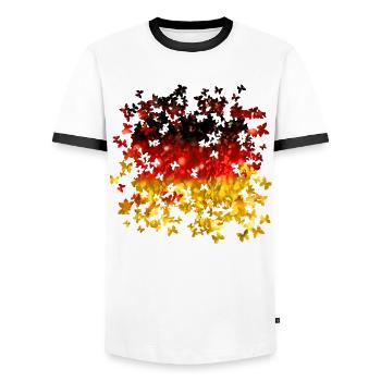 03 Deutschlandflagge Deutschlandfahne romantisch - Männer Kontrast-T-Shirt - Weiß/Schwarz - Vorne - AI Model Female 172 light (172cm) & AI Model Male 178 dark (178cm)