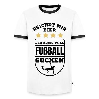 Fußball Fussball lustiger Spruch Deutschland - Männer Kontrast-T-Shirt - Weiß/Schwarz - Vorne - AI Model Female 172 light (172cm) & AI Model Male 178 dark (178cm)