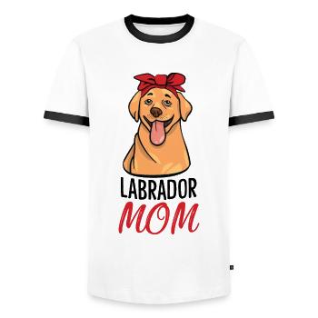 Labrador Dog Womens Labrador Mom - T-shirt contrasté Homme - blanc/noir - Devant - AI Model Female 172 light (172cm) & AI Model Male 178 dark (178cm)