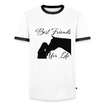 Meilleures amies pour la vie des femmes de chevaux - T-shirt contrasté Homme - blanc/noir - Devant - AI Model Female 172 light (172cm) & AI Model Male 178 dark (178cm)