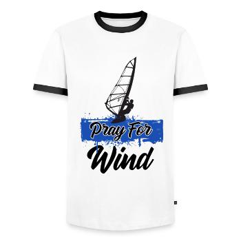Windsurfing Pray For Wind - Men's Ringer Shirt - white/black - Front - AI Model Female 172 light (172cm) & AI Model Male 178 dark (178cm)
