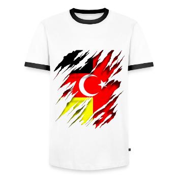 Allemagne Turquie - T-shirt contrasté Homme - blanc/noir - Devant - AI Model Female 172 light (172cm) & AI Model Male 178 dark (178cm)