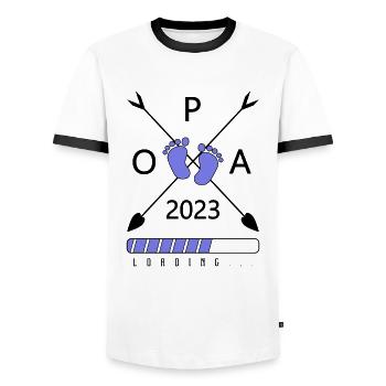 Opa 2023 - Männer Kontrast-T-Shirt - Weiß/Schwarz - Vorne - AI Model Female 172 light (172cm) & AI Model Male 178 dark (178cm)