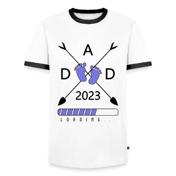 Papa 2023 - T-shirt contrasté Homme - blanc/noir - Devant - AI Model Female 172 light (172cm) & AI Model Male 178 dark (178cm)