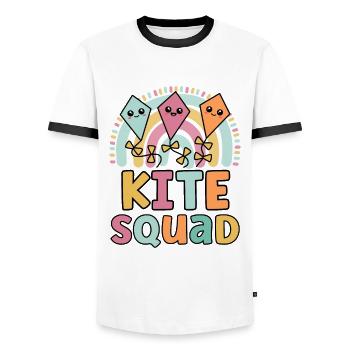 Kite Squad Lustiges Matching für Mädchen Drachenflieger - Männer Kontrast-T-Shirt - Weiß/Schwarz - Vorne - AI Model Female 172 light (172cm) & AI Model Male 178 dark (178cm)
