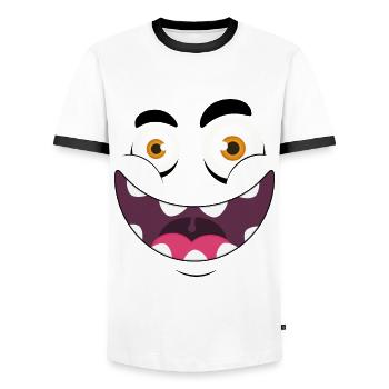Monster Face - Men's Ringer Shirt - white/black - Front - AI Model Female 172 light (172cm) & AI Model Male 178 dark (178cm)