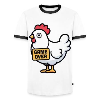 Hühnchen-Spiel vorbei - Männer Kontrast-T-Shirt - Weiß/Schwarz - Vorne - AI Model Female 172 light (172cm) & AI Model Male 178 dark (178cm)