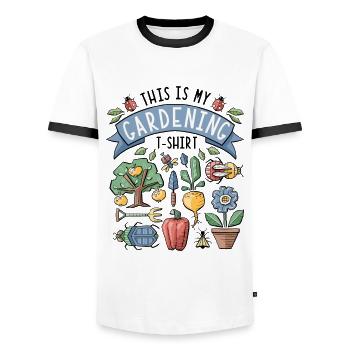 Lumière de jardinage - T-shirt contrasté Homme - blanc/noir - Devant - AI Model Female 172 light (172cm) & AI Model Male 178 dark (178cm)