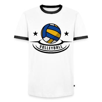Volleyball and beach volleyball gift - Men's Ringer Shirt - white/black - Front - AI Model Female 172 light (172cm) & AI Model Male 178 dark (178cm)