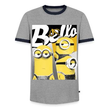 Minions Bello In Cool Design With Banana - Men's Ringer Shirt - grey/navy  - Front - AI Model Female 172 light (172cm) & AI Model Male 178 light (178cm)