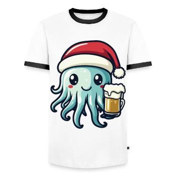 Méduse Bière de Noël Drôle - T-shirt contrasté Homme - blanc/noir - Devant - AI Model Female 172 light (172cm) & AI Model Male 178 dark (178cm)