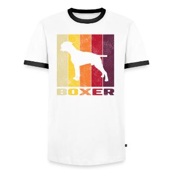 Boxer Dog Canine Retro Dog Sport Gift - Men's Ringer Shirt - white/black - Front - AI Model Female 172 light (172cm) & AI Model Male 178 dark (178cm)