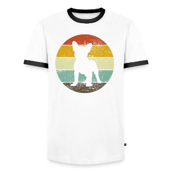 Bulldog Frenchie Dog Dog Lover Retro - T-shirt contrasté Homme - blanc/noir - Devant - AI Model Female 172 light (172cm) & AI Model Male 178 dark (178cm)