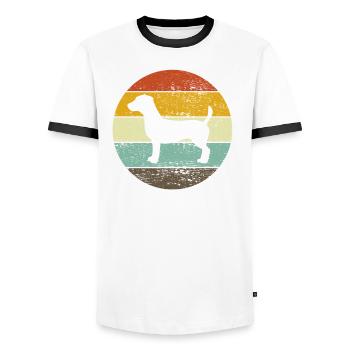 Jack Russel Terrier chien rétro cadeau - T-shirt contrasté Homme - blanc/noir - Devant - AI Model Female 172 light (172cm) & AI Model Male 178 dark (178cm)