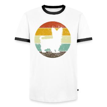 Cadeau rétro Yorkshire Terrier pour chien Yorkie - T-shirt contrasté Homme - blanc/noir - Devant - AI Model Female 172 light (172cm) & AI Model Male 178 dark (178cm)