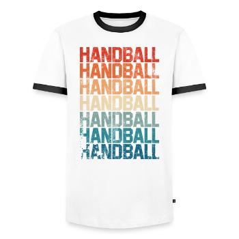 Handball joueur de handball sport rétro club cadeau - T-shirt contrasté Homme - blanc/noir - Devant - AI Model Female 172 light (172cm) & AI Model Male 178 dark (178cm)