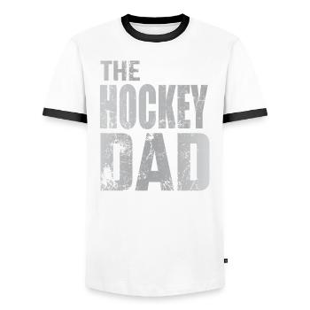 Cadeau de rondelle de gardien de but de papa de hockey sur gazon de papa de hockey - T-shirt contrasté Homme - blanc/noir - Devant - AI Model Female 172 light (172cm) & AI Model Male 178 dark (178cm)