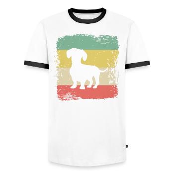 Cadeau rétro de teckel de teckel de teckel de teckel - T-shirt contrasté Homme - blanc/noir - Devant - AI Model Female 172 light (172cm) & AI Model Male 178 dark (178cm)