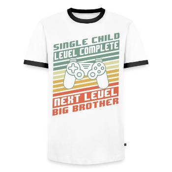 Level Complete Einzelkind Bruder Geburt Geschenk - Männer Kontrast-T-Shirt - Weiß/Schwarz - Vorne - AI Model Female 172 light (172cm) & AI Model Male 178 dark (178cm)
