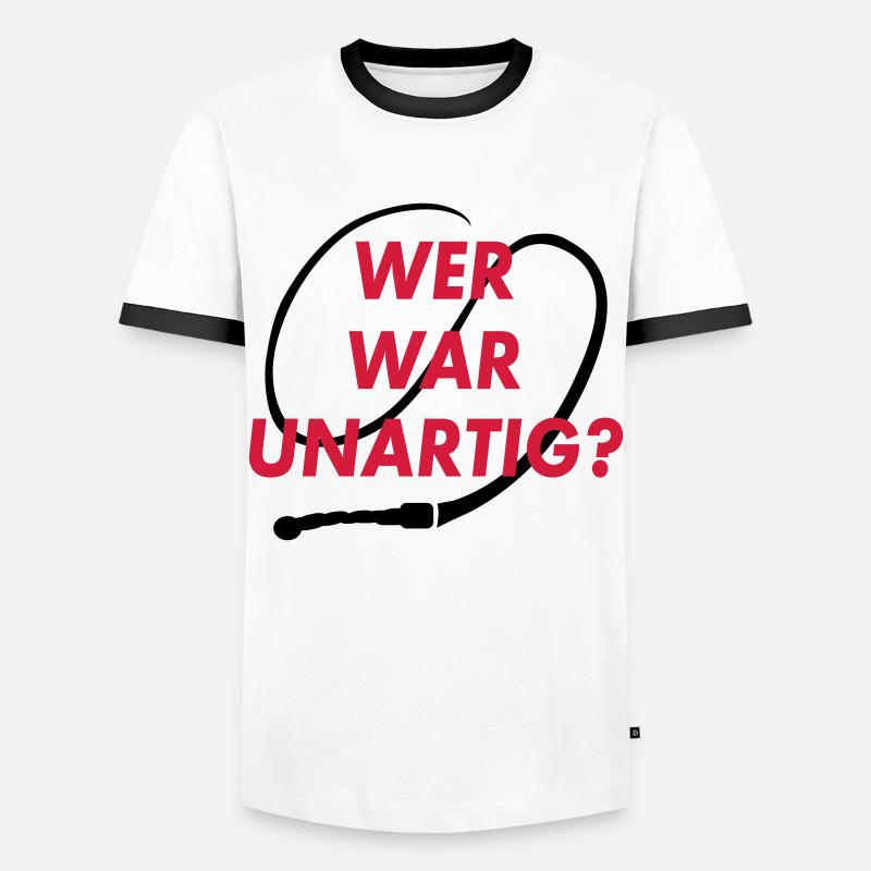 Wer war unartig? Peitsche - Männer Kontrast-T-Shirt - Weiß/Schwarz