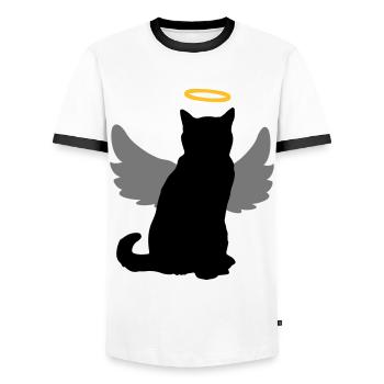 Angel cat with wings and halo! - Men's Ringer Shirt - white/black - Front - AI Model Female 172 light (172cm) & AI Model Male 178 dark (178cm)