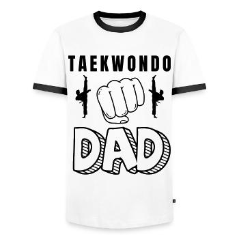 Kampfsport für Männer Lustiger Taekwondo-Vater - Männer Kontrast-T-Shirt - Weiß/Schwarz - Vorne - AI Model Female 172 light (172cm) & AI Model Male 178 dark (178cm)