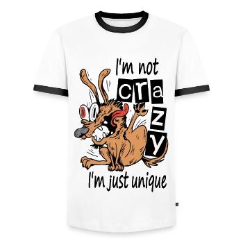 Je ne suis pas fou, je suis juste unique - T-shirt contrasté Homme - blanc/noir - Devant - AI Model Female 172 light (172cm) & AI Model Male 178 dark (178cm)