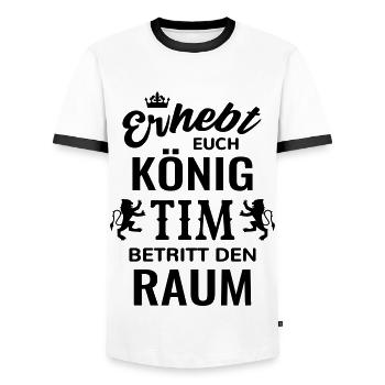 Name Tim Geschenkidee Geburtstag lustig König - Männer Kontrast-T-Shirt - Weiß/Schwarz - Vorne - AI Model Female 172 light (172cm) & AI Model Male 178 dark (178cm)