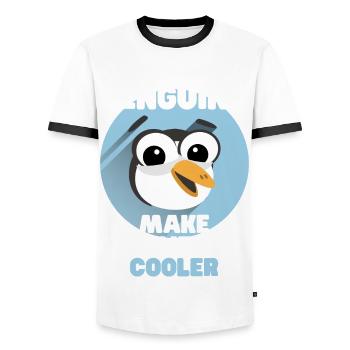 Penguins Saying Penguins Make Everything Cooler - Men's Ringer Shirt - white/black - Front - AI Model Female 172 light (172cm) & AI Model Male 178 dark (178cm)