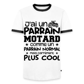Ich habe einen Biker-Paten, ein Motorrad-Biker-Patengeschenk - Männer Kontrast-T-Shirt - Weiß/Schwarz - Vorne - AI Model Female 172 light (172cm) & AI Model Male 178 dark (178cm)